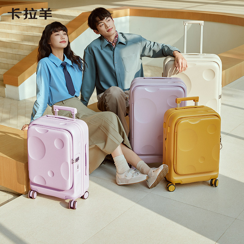 卡拉羊行李箱前开盖20寸登机箱女24寸侧开盖拉杆箱28寸扩容旅行
