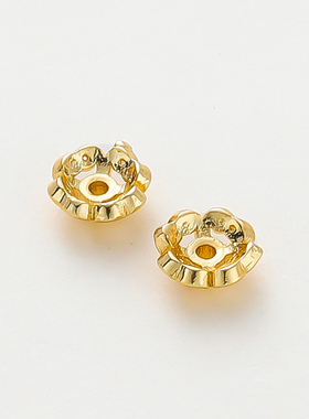 14k真金保色四叶藏式花托底座隔片配件纯银半成品串珠diy饰品配件