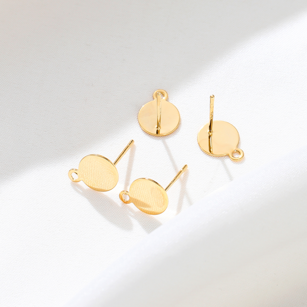 18k金平底耳托空托带吊圆环饰品