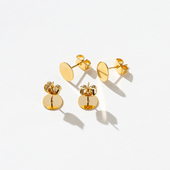 18k金平底耳钉空托S925纯银耳针仿过敏不掉色手工diy耳饰配件材料