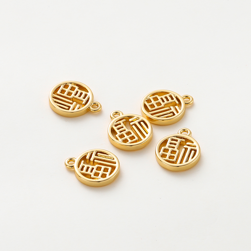 diy饰品配件金福牌项链挂坠