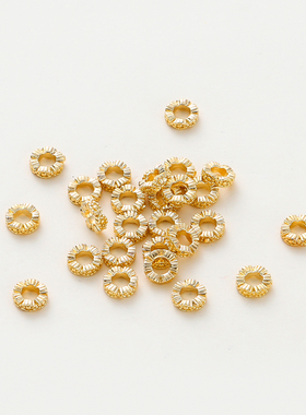 18k金隔片大孔蕾丝手串配件垫片串珠手链diy材料保色保真散珠隔珠