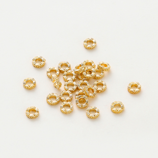 18k金隔片大孔蕾丝手串配件垫片串珠手链diy材料保色保真散珠隔珠