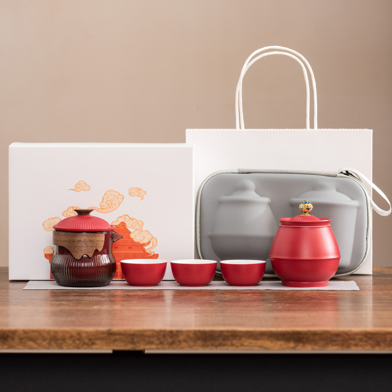 创意故宫羊脂玉瓷旅行茶具茶杯