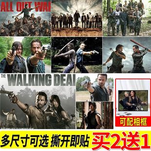 美剧行尸走肉海报人物合照大尺寸自粘壁纸房间贴画寝室墙贴挂画