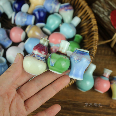 景德镇冰箱贴立体迷你花瓶磁贴