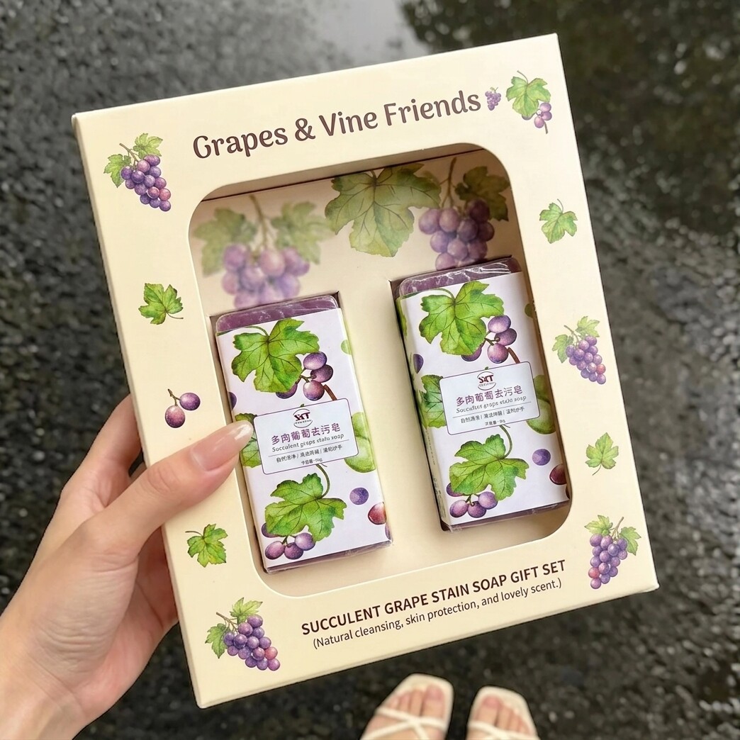 化妆刷粉扑清洗皂便捷去污皂多肉葡萄领口衣袖污渍手工皂清洁神器
