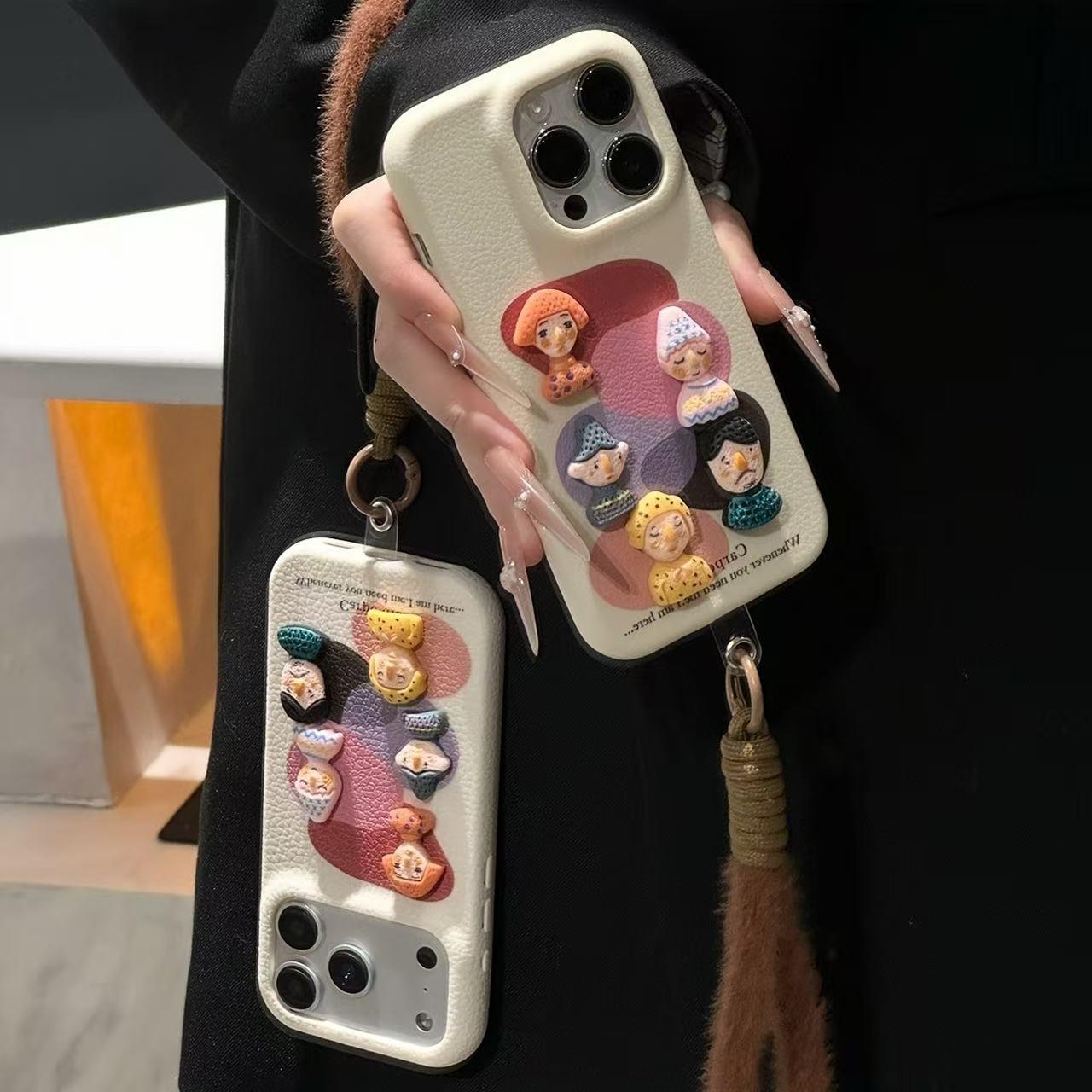 卡通人偶公仔挂绳手机壳