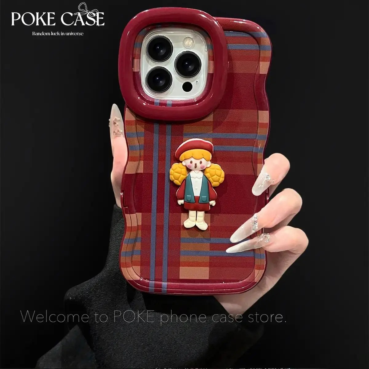 适用苹果新款双支架荣耀酒红色