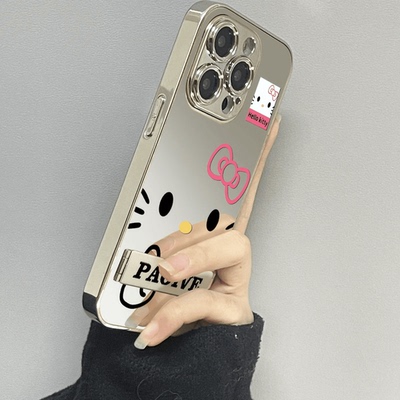 可爱大脸比耶KT猫镜面手机壳新款