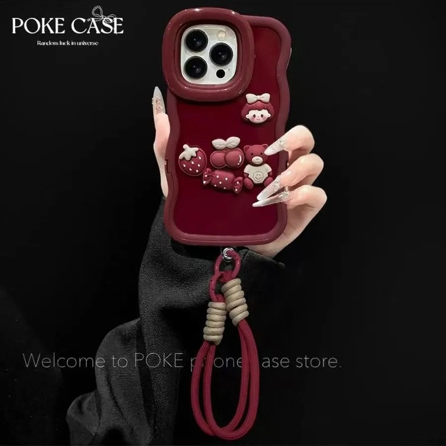 板凳双支架樱桃女孩手机壳