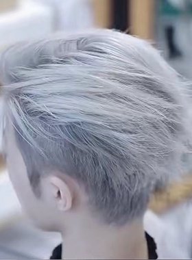 铅笔灰男士奶奶灰2022流行银白灰色显白蓝灰白色植物染发剂自己染