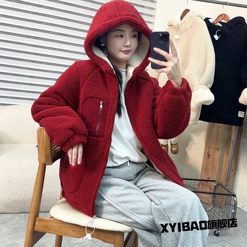彩蜡外套女三层加厚秋冬2024新款韩版百搭棉服颗粒绒上衣保暖