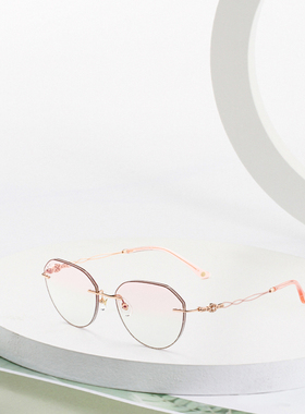 夏琅影61613无框钻石切边近视有度数时尚复古纯钛防蓝光眼镜女款