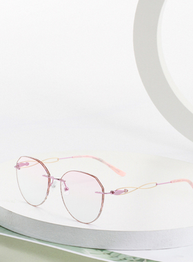 夏琅影20905无框钻石切边近视时尚复古眼镜女款可配防蓝光