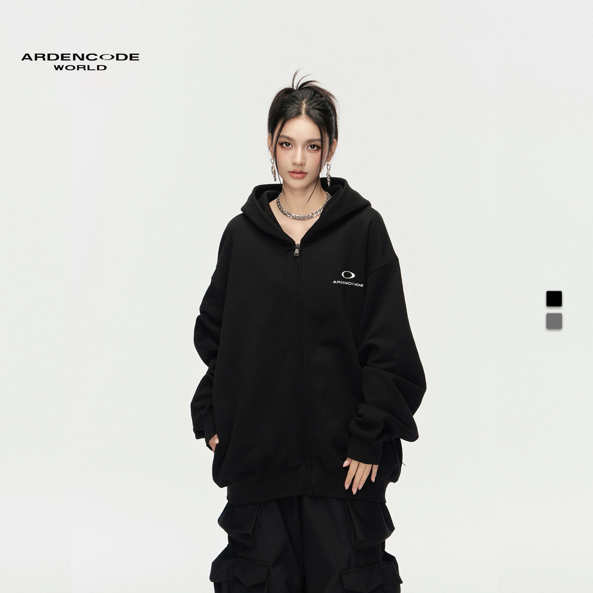 ARDENCODE男女 无限基础宽松重磅纯棉卫衣面料拉链帽衫外套H4版型