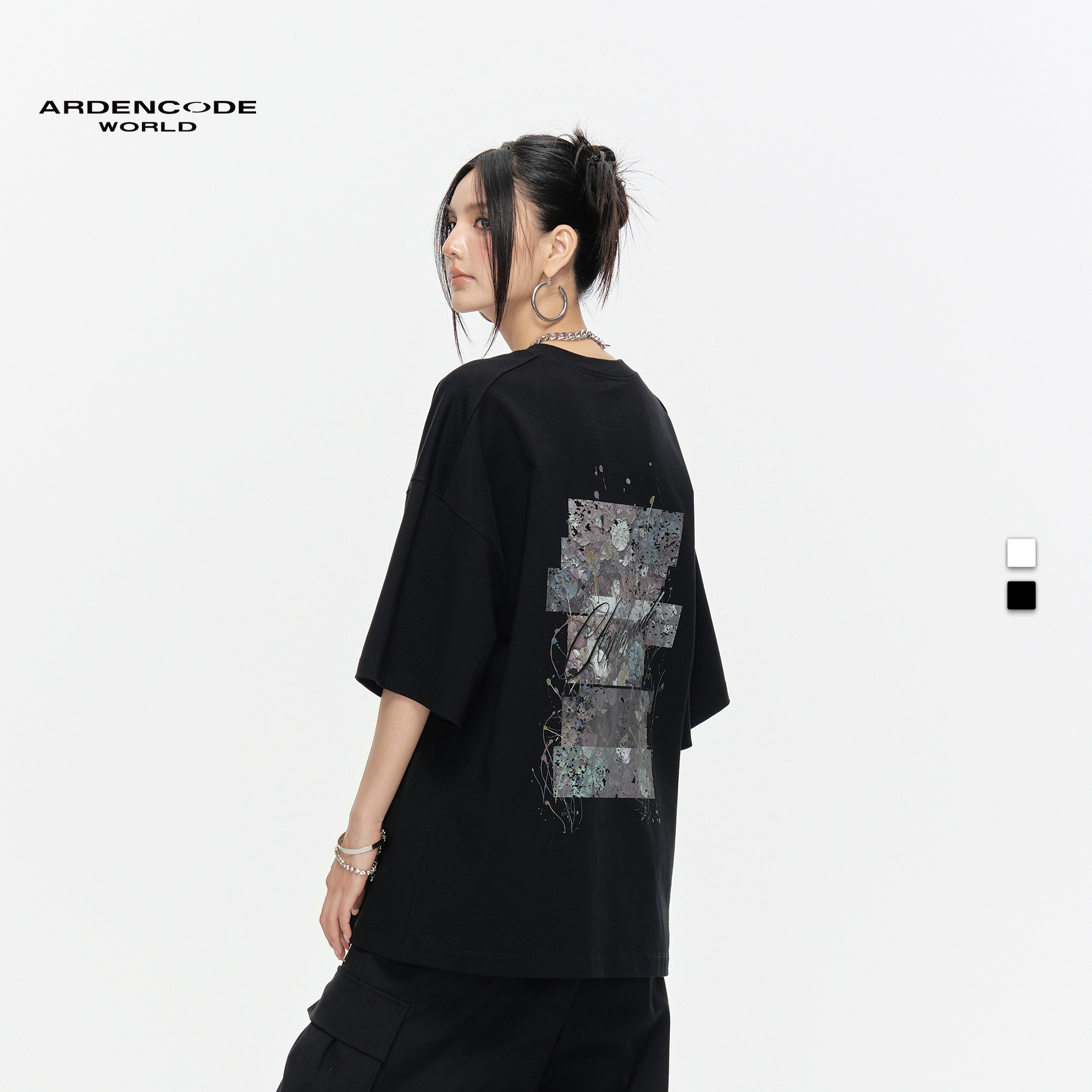 ARDENCODE男女复古做旧印花大宽松圆领重磅纯棉针织短袖T恤T4版型