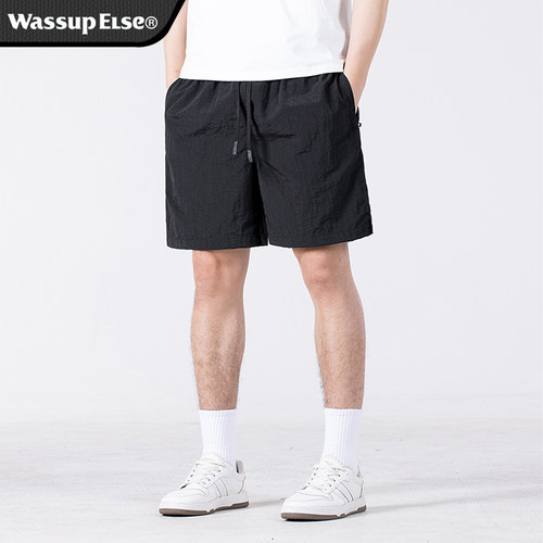 WASSUP ELSE官方男士短裤夏季新款运动冰丝裤子男休闲美式五分裤