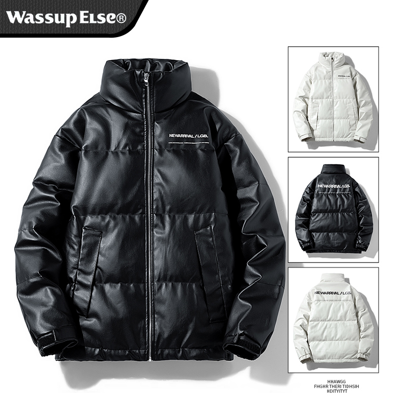 WASSUPELSEpu皮羽绒服男冬季