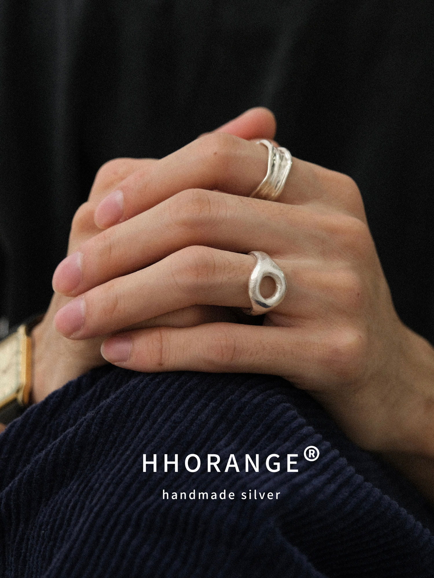 HHORANGE原创penetrate系列手工极简925纯银男生戒指女生中性戒指