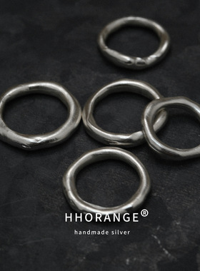 HHORANGE中性纯银手工素圈戒指