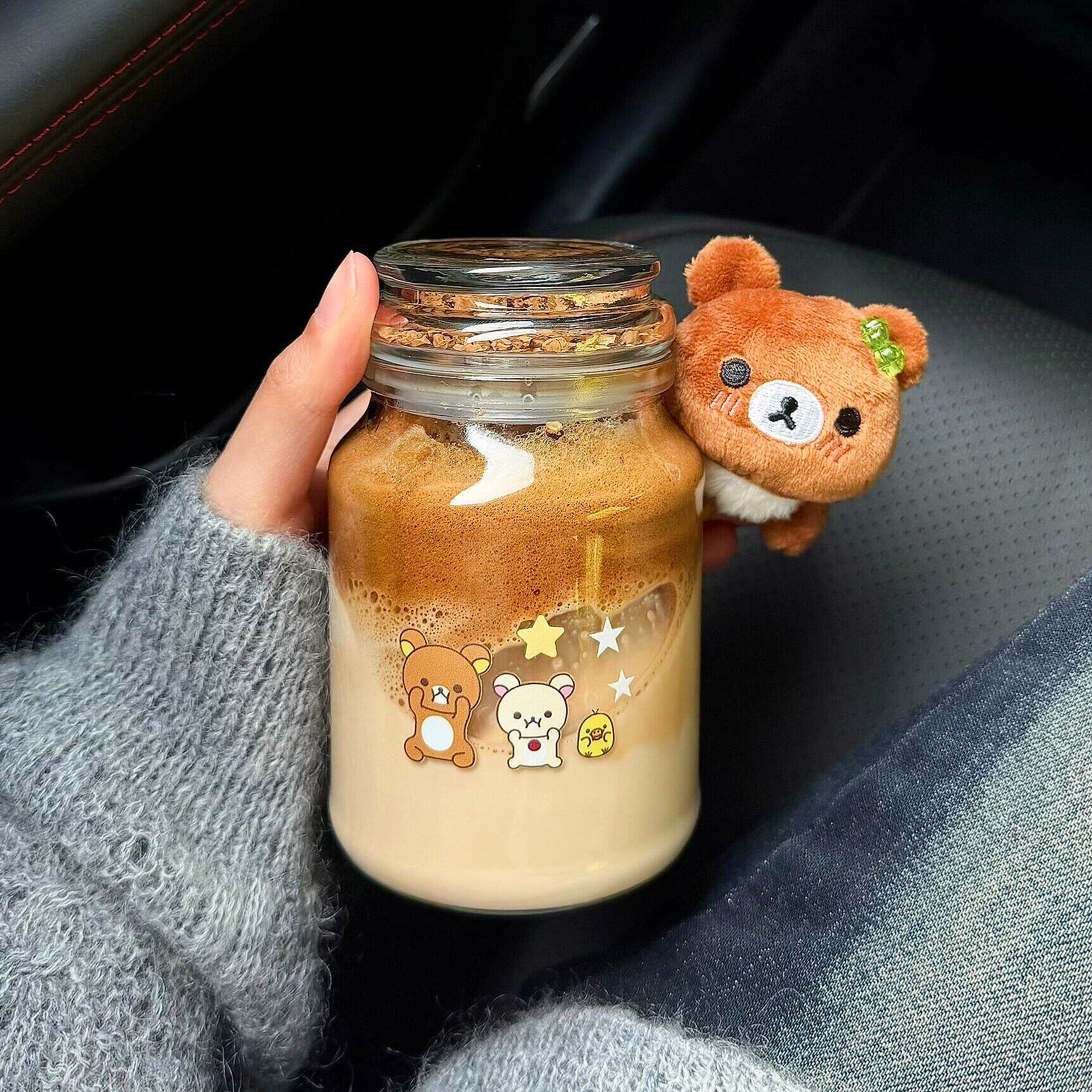 玻璃咖啡杯便携耐高温透明带盖图片