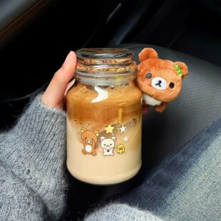 玻璃咖啡杯外出便携耐高温透明带盖冷泡随手杯新款透明杯子玻璃杯