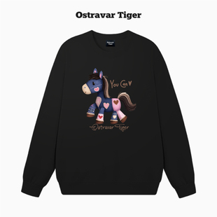 专柜授权 Ostravar Tiger潮牌2026春季季套头圆领无帽女卫衣外套