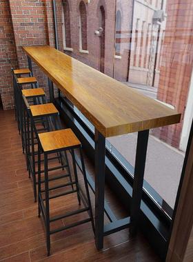 Iron and wood leisure bar table and chair, milk tea shop bar counter, coffee shop high leg table,