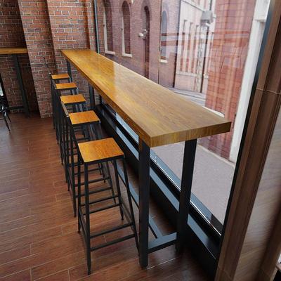 Iron and wood leisure bar table and chair, milk tea shop bar counter, coffee shop high leg table,