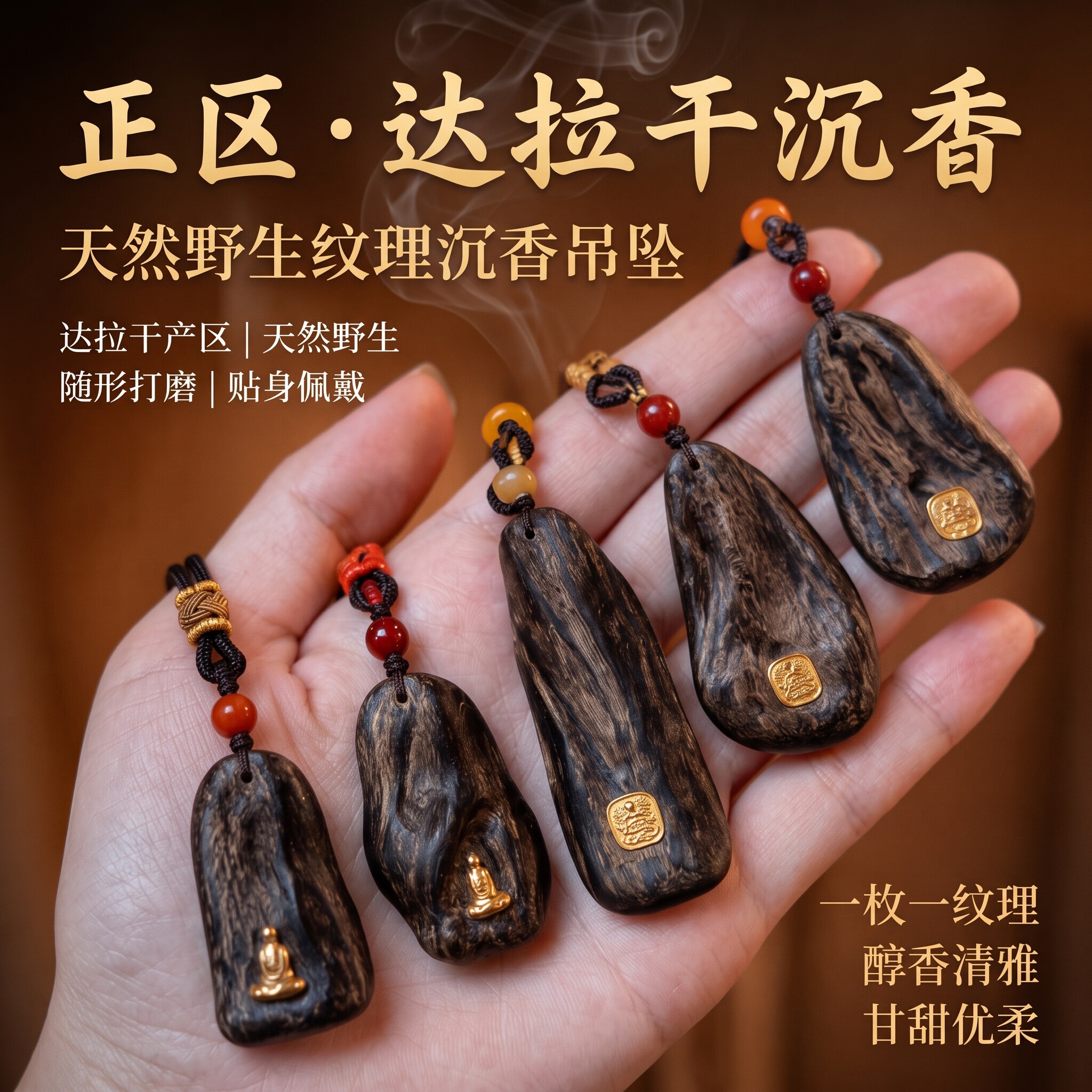 达拉干沉水级天然老料沉香吊坠随形挂件花蜜甜香男女项链高端文玩