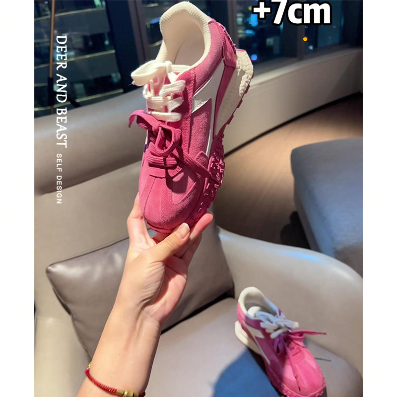 小众树莓粉色阿甘鞋女2025春秋小个子厚底德训鞋时尚双鞋带休闲鞋,女鞋,时尚休闲鞋,淘宝优惠券,粉丝福利购,淘宝优惠卷