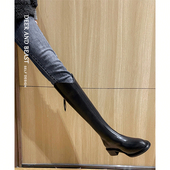 真皮巨好看v口瘦瘦长筒靴子女冬日2025秋季 骑士大码 高筒黑色长靴