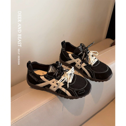 牛皮版~厚底内增高真皮德训鞋女