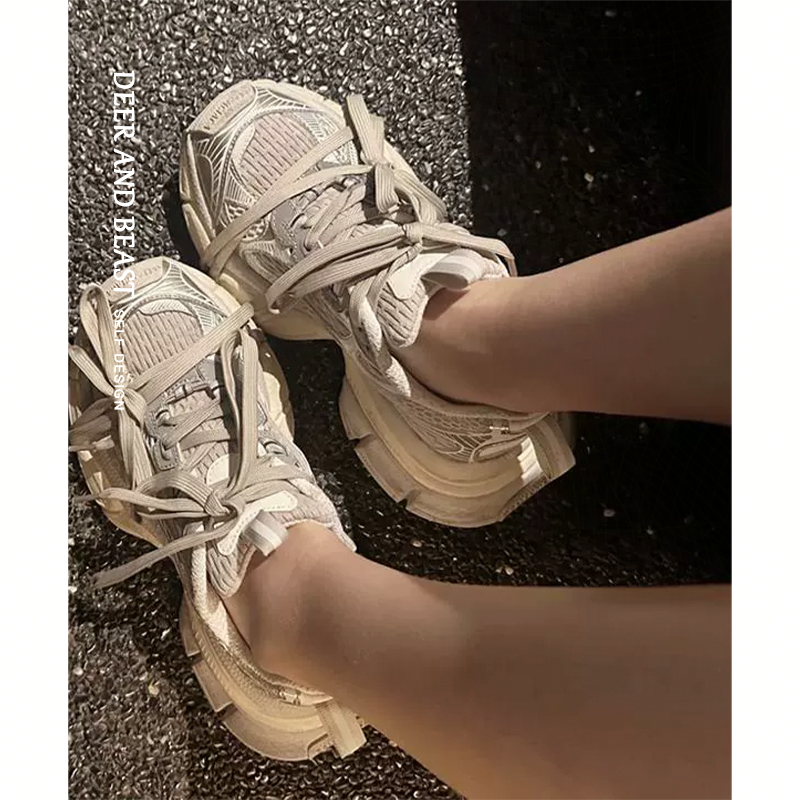 2025新款跑鞋老爹鞋女复古厚底