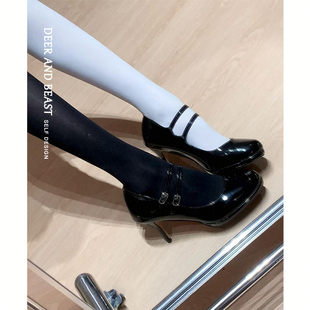 女气质高级不累脚日常百搭黑色玛丽珍单鞋 野孩子法式 绝美小高跟鞋