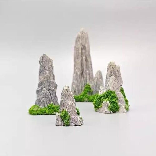 摆件假山水池苔藓场景创意湖泊仿真小树桩假山水山水模型微景观
