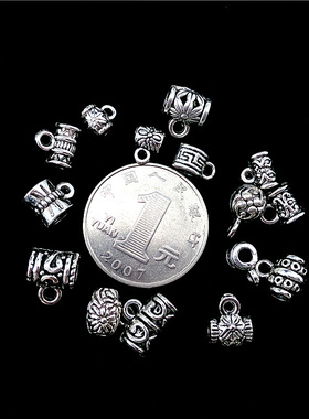 藏银扣 复古配件藏银隔珠DIY藏银饰品配件复古材料三通隔珠吊坠扣