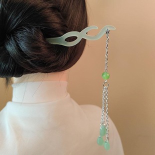 发簪醋酸青蛇小青夏天新中式步摇白蛇白玉珍珠古装气质白玉兰动漫