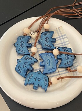 秋冬毛衣链设计感小众自由蓝色小鸟项链飞鸟诗集项链挂绳小鸟