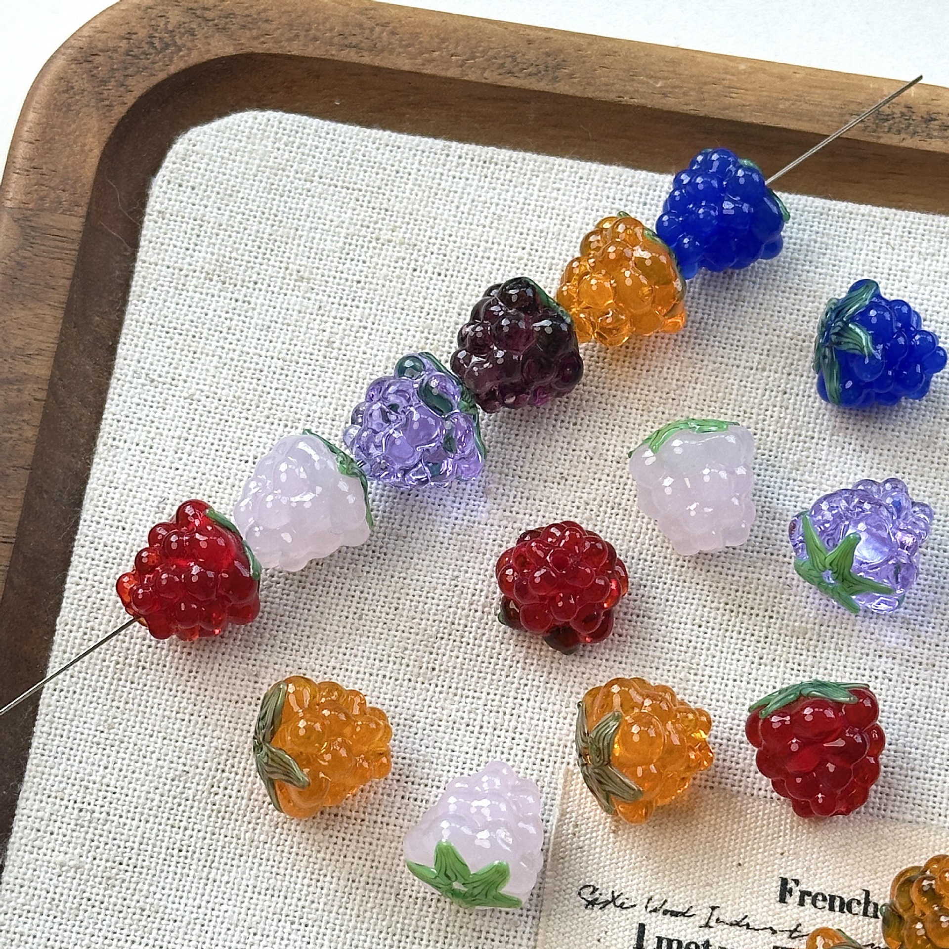 手工配饰果果项链琉璃珠小清新diy材料微缩耳环葡萄树莓手链