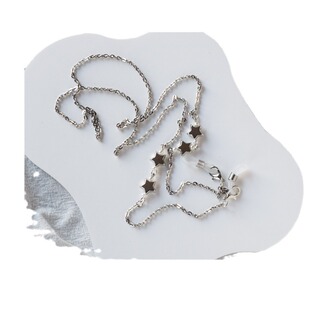 新款眼镜气质眼镜链链子挂脖吊坠时尚百搭墨镜挂链星星女款白K色