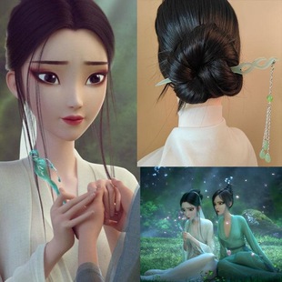 cos发簪白蛇白玉兰长流苏现代简约吊坠夏天新中式中国风发钗子