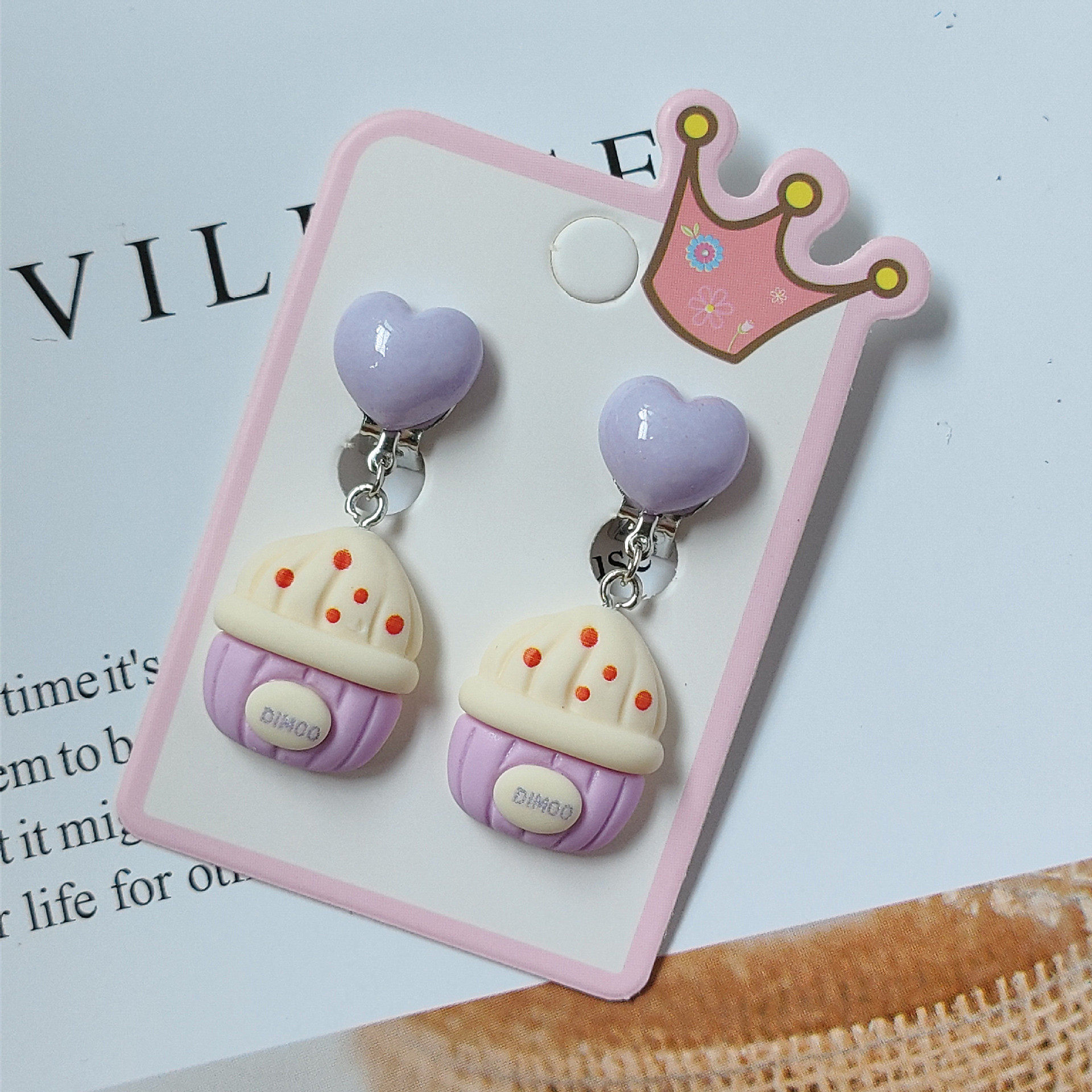 儿童卡通无耳洞耳环 可爱蛋糕兔饼干熊耳夹吊坠 小女孩甜美耳饰品