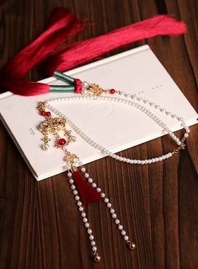 古风步摇晚风复古汉服马面裙头冠中式古代diy发冠新娘发饰头饰