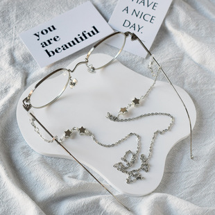 白K色气质链子挂链眼镜链墨镜百搭眼镜女款挂脖星星装饰新款吊坠