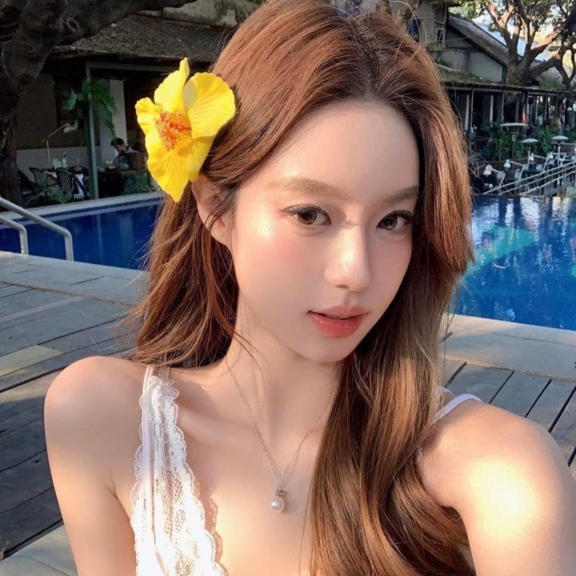 包出片扶桑花发夹鸡蛋花海边氛围感美女扶桑花ins风出片头饰