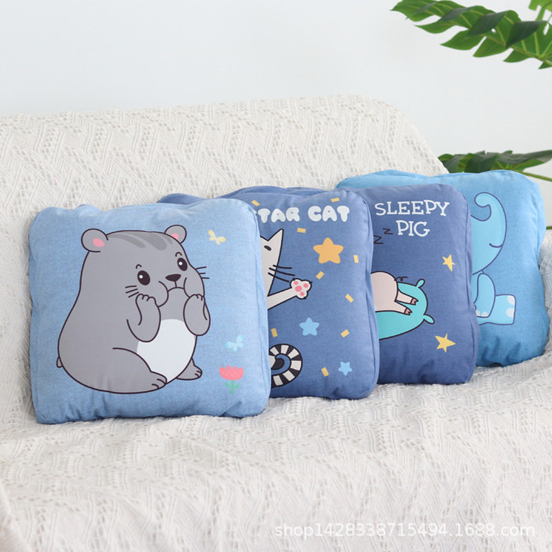 卡通抱枕被子两用靠背垫汽车抱枕毯沙发枕头被午睡毯珊瑚绒二合一