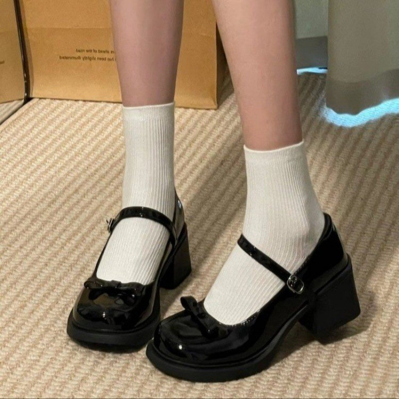 大码女鞋41到43前脚掌加宽英伦风小皮鞋法式玛丽珍鞋单鞋高跟鞋子