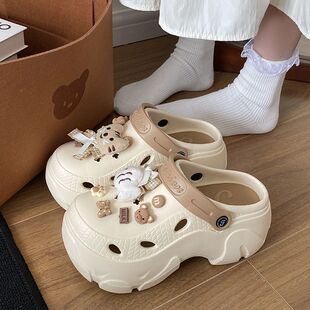 2024新款 女EVA高跟洞洞鞋 女夏季 ins潮厚底外穿防滑耐磨涼拖鞋